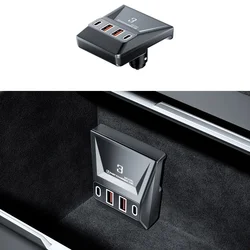 Expansion Dock for Tesla Model 3 Highland 2024 90W Fast Charging Central Bottom Hide Cigarette Lighter Charger Car Accessories