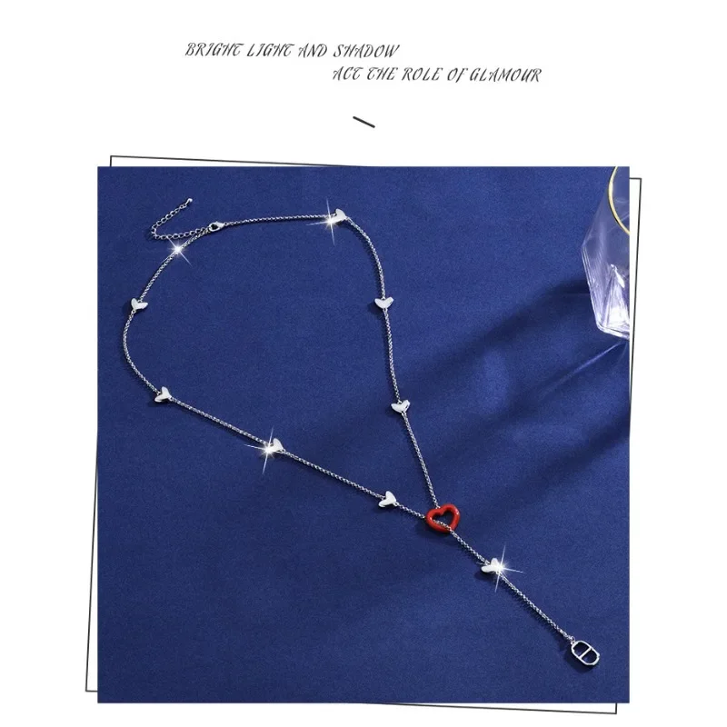 

Titanium steel heart-shaped necklace for women, multi-functional retro necklace, multi-heart adjustable tassel letter CD pendant