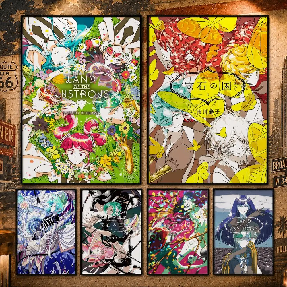 Fantasy Manga L-Land of the LustrousS Poster Vintage Retro Anime Poster Stickers Peel and Stick Wall Art Home Decor