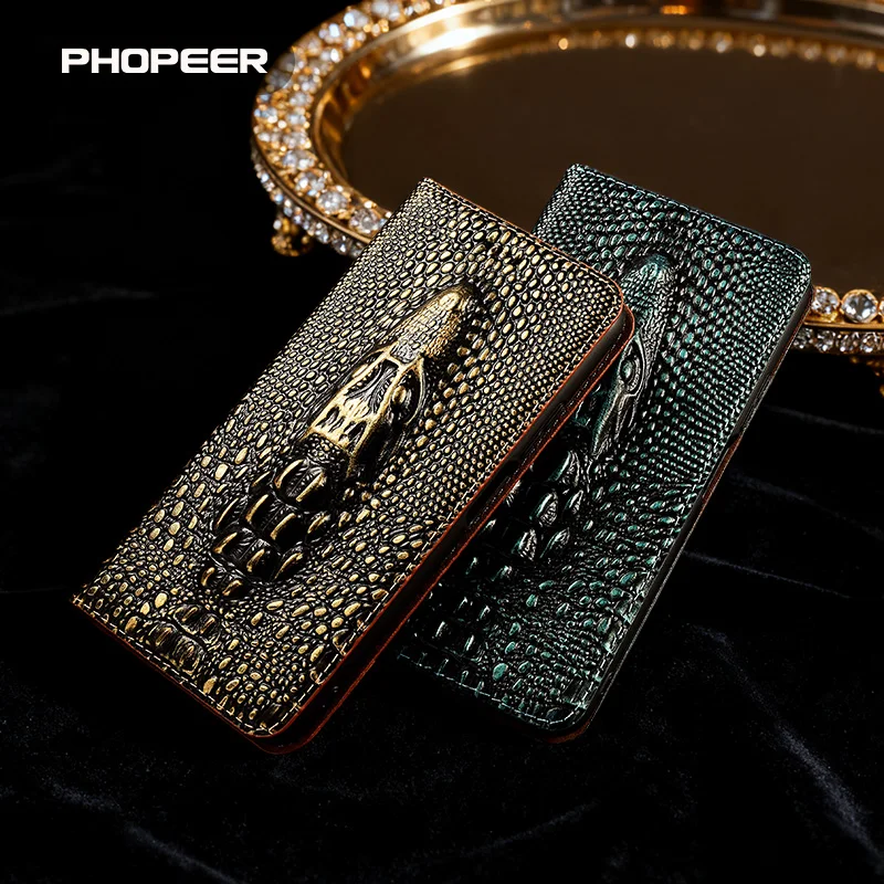 Capa de couro genuíno de luxo para Asus Zenfone 12 11 Ultra10 9 8 Flip 7 Pro 6 ZS630KL 5 5Z ZE620KL capa de telefone Retro Crocodile