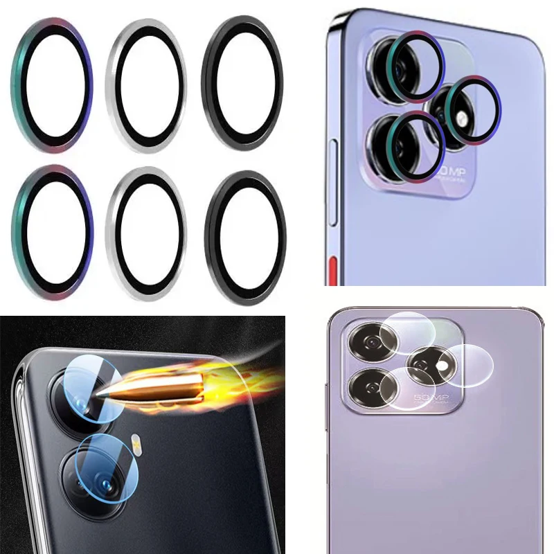 Tempered Glass Lens Protector for ZTE Axon 60 Lite Camera Cover Colorful Metal Transparent Glass Anti Break Hard Film