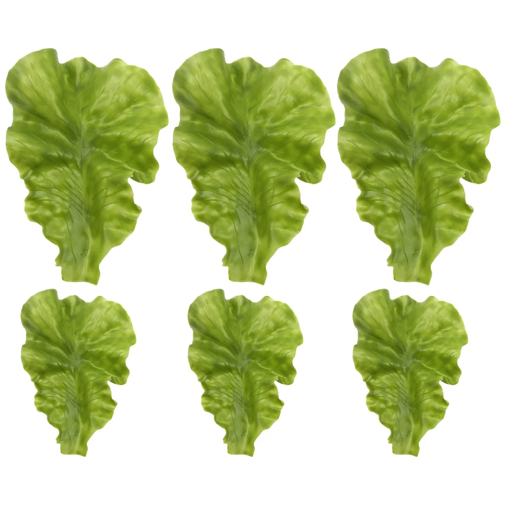 6pcs Artificial Vegetable Lettuce Leaves Fake Lifelike Vegetable Model Simulation Lettuce Leaves For Game Toy Photo Prop Decor