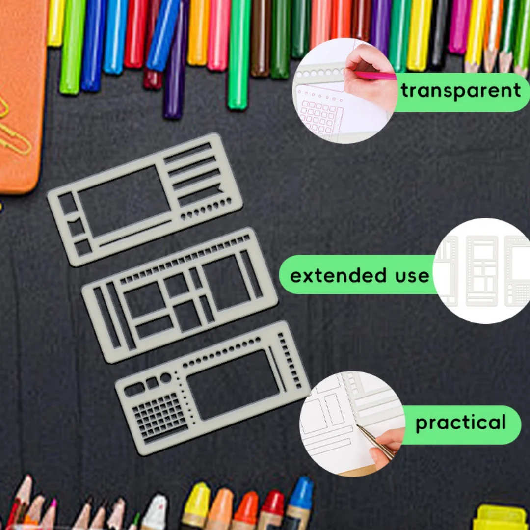 3 قطعة/المجموعة قابلة لإعادة الاستخدام قوالب بلاستيكية الإستنسل DIY بها بنفسك سكرابوكينغ المجلات Checklists صناديق خطوط اليومية الاستنسل لوازم الحرفية