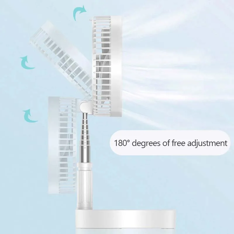 Ventilador de escritorio telescópico recargable por Usb, ventilador telescópico plegable portátil, 4 velocidades, ventilador de refrigeración