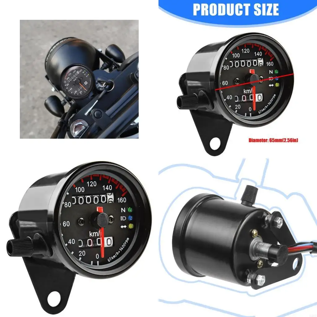 高輝度ledバックライトメーター12vオートバイ速度計走行距離計ゲージ256インチデジタルパネルh9ee