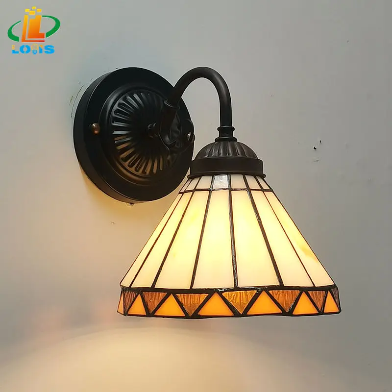 

15CM European White Modern Glass Wall Lamp Tiffany Style Bedroom Children's Study Living Room Backdrop Lamp Decoration E26 110V