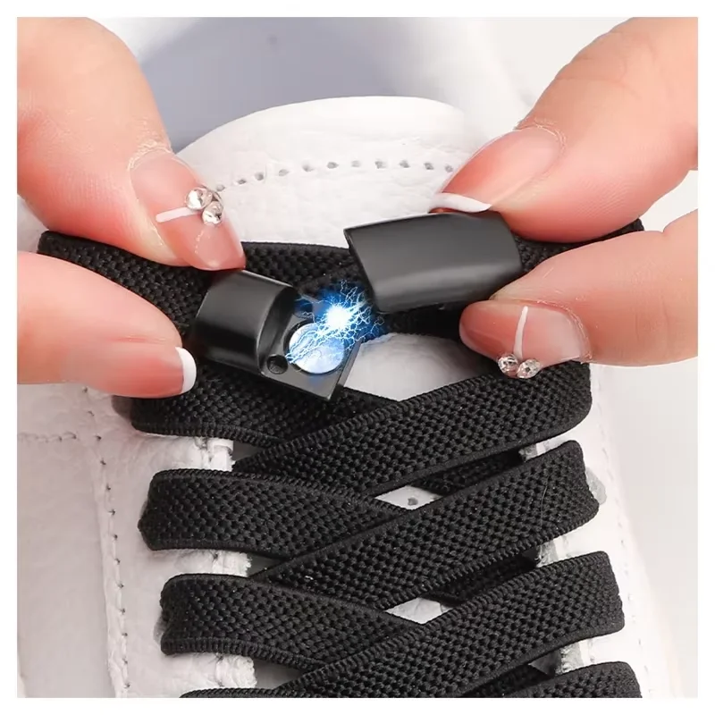1 Pair Magnetic Shoelaces No Tie Metal Lock Elastic Shoe Laces Flats Sneakers Running Tennis Lazy Shoelace Accessories