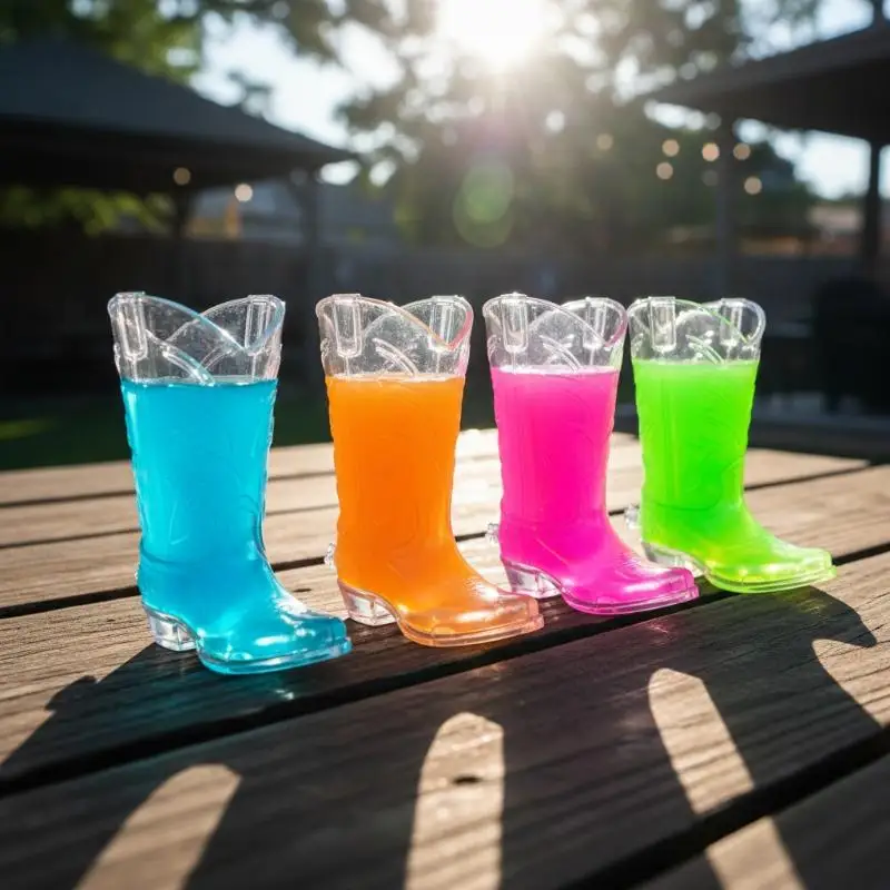 Mini Plastic Cowboy Boot Cup Set 10PCS Clear Glasses for Cowgirl Kids Birthday Party Decorations Drinkware Gifts