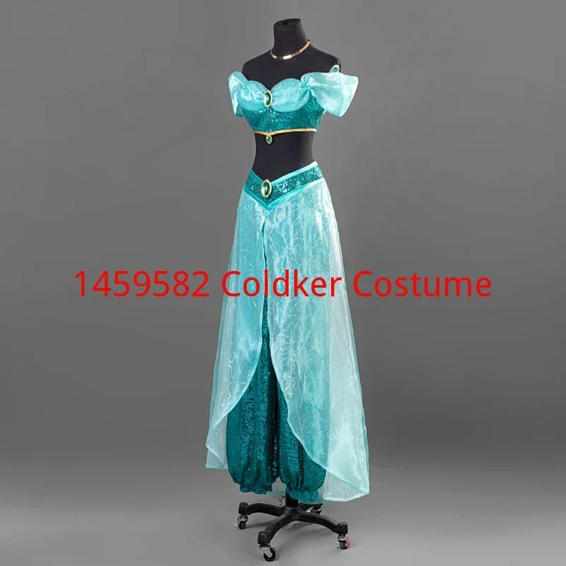 Aladdin Jasmine Princess Cosplay Costume Girl Belly Dance Fancy Dress Women Halloween Christmas Party Stage Costume Top Pant Set