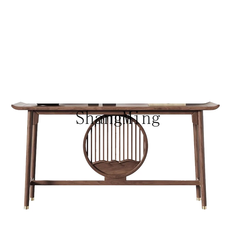 

ZYY new Chinese entrance table walnut living room table against the wall entrance door solid wood entrance cabinet