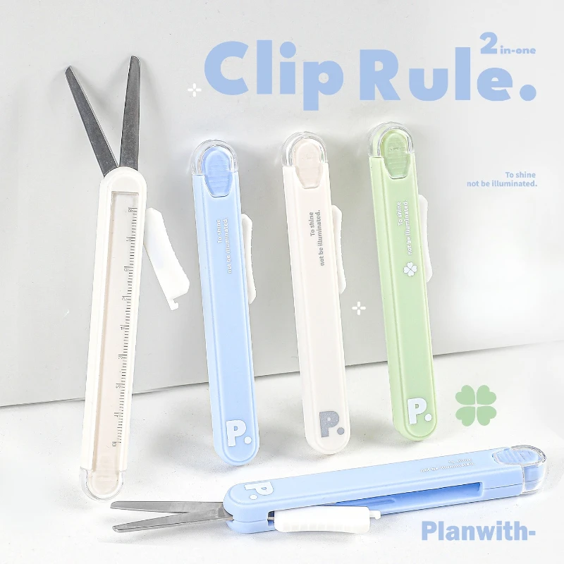 

2 in 1 Multi-Function Ruler Scissors Retractable Utility Knife Portable Student Craft Tool for School Scrapbooking Office Use