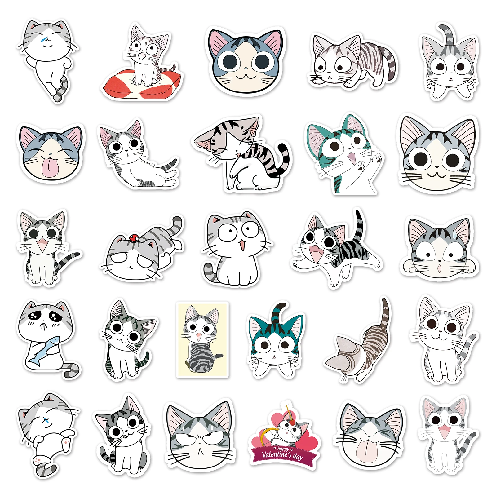 50pc Cute Cat Series Cartoon Cute Graffiti Stickers Suitcase Laptop Guitar Skateboard Personalized Decoration Stickers