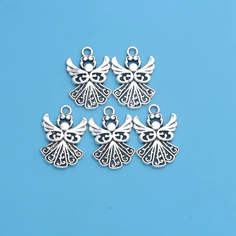 20Pcs Silver Plated Angel Fairy Charms Pendants For Bracelet Jewelry Making DIY Handmade Craft 21x1 4mm