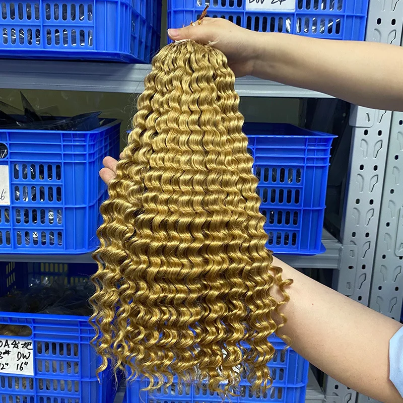

High Quality Deep Wave Crochet Hair#1b#4 #27#30 Human Hair 14-24Inch 1ps/100g Full Hand Weaving Brazilian Virgin Remy for women