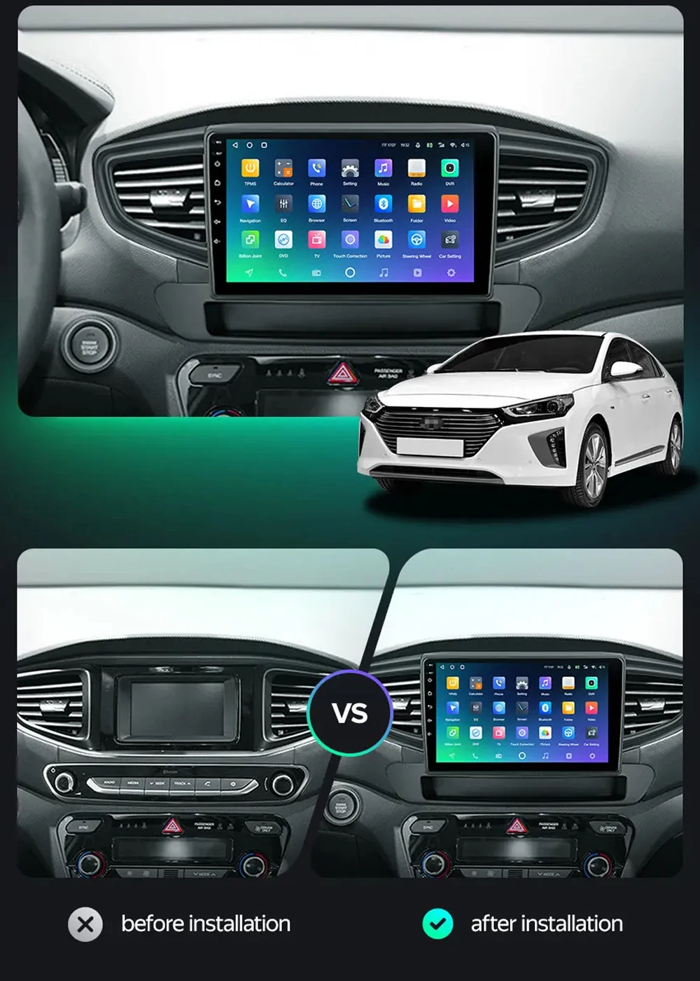 สําหรับHyundai Ioniq AE 2016 2017 2018 2019 2020 2021-2023 Android 14 Carplay Auto Carวิทยุเครื่องเล่นวิดีโอมัลติมีเดียสเตอริโอGPS DSP