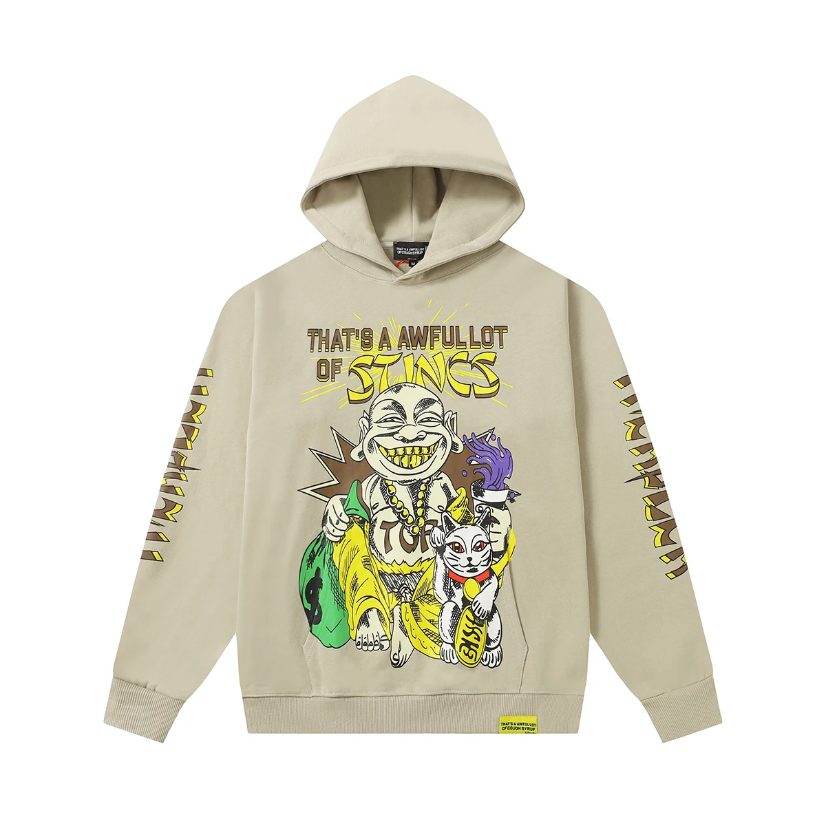 

High Street Cartoon Big Letter Print Terry Hooded Hoodies for Men Streetwear Pullover Loose Casual Sweatshirt Oversized Hoody