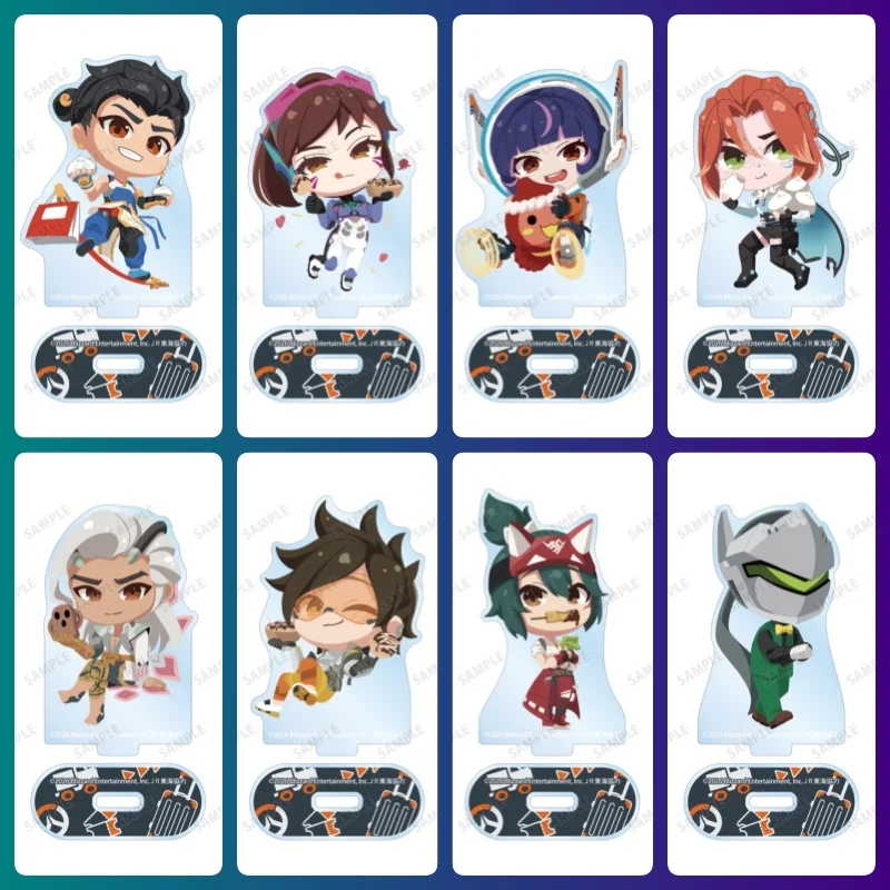 Game Overwatch D.Va Symmetra Chibi Big Head Acrylic Stand Keychain,Anime Desktop Ornament Fan Collectible Gift 10cm