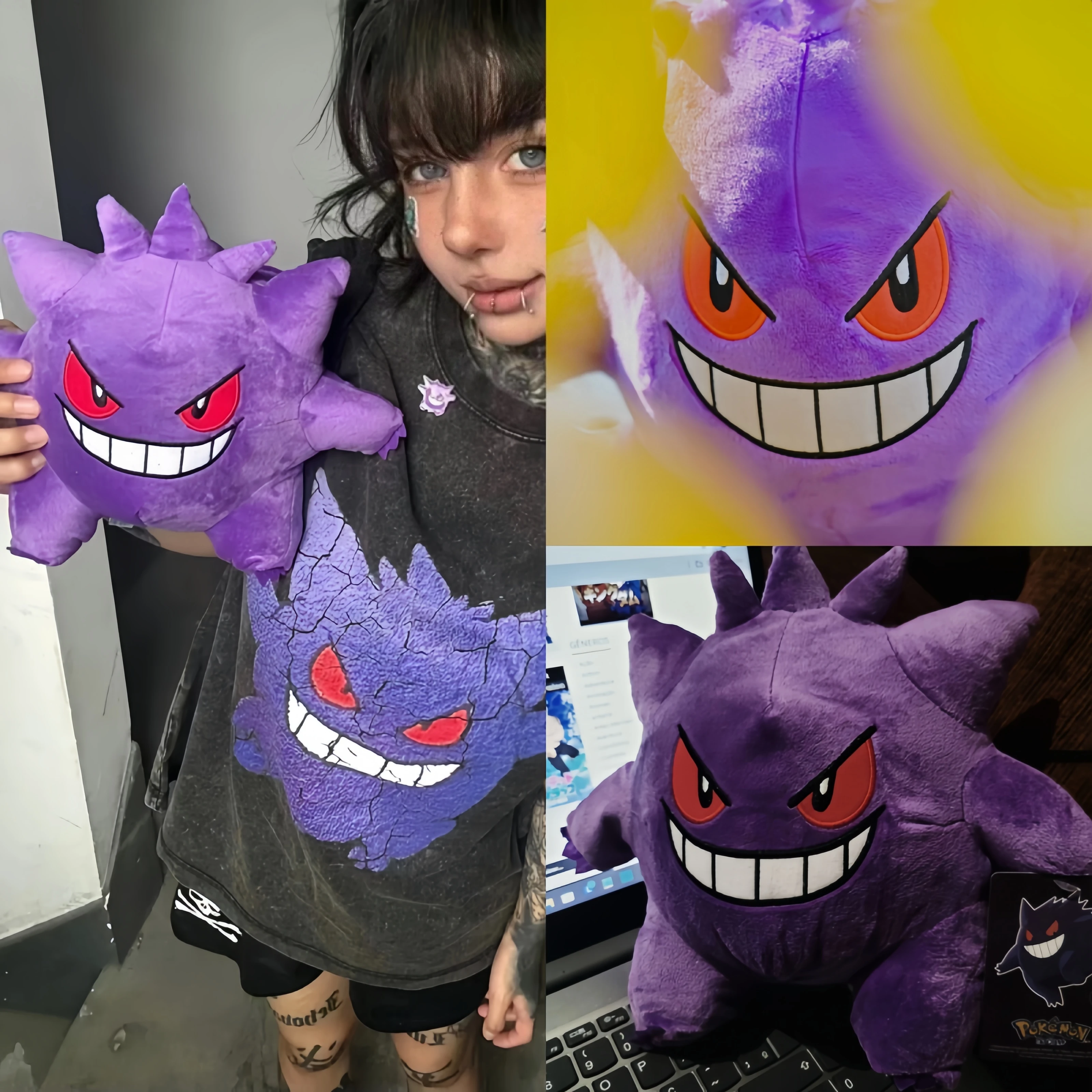 Gengar Original Kawaii Plush Toy Soft Purple Devil Stuffed Doll Cute Piplup Gengar Peluche Cartoon Character Xmas Gift for Kids