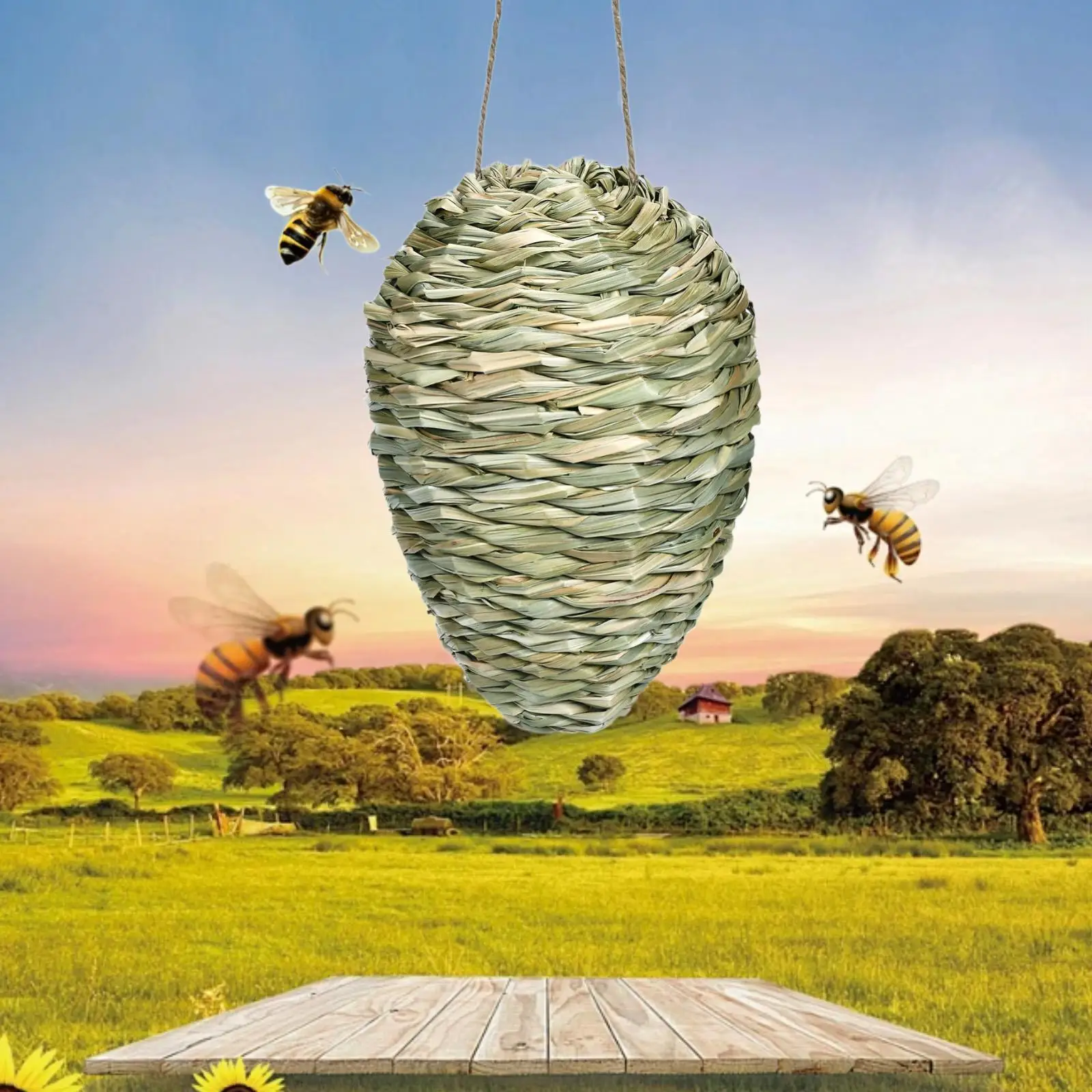 

Bee Nest Decoy Premium Weather Resistant Easy to Use Fake Bee Nest Decoration Outdoor Hanging for Patio Yard Porch Eave Garden