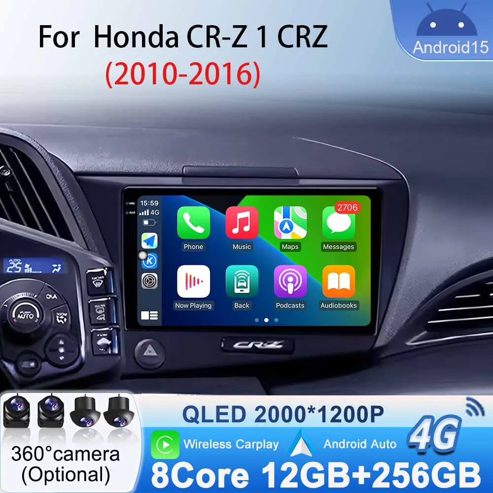LHD WIFI for Honda CR-Z 1 CRZ 2010 - 2016 Android 15 Car Radio Multimedia Video Player Navigation stereo GPS Head Unit Bluetooth