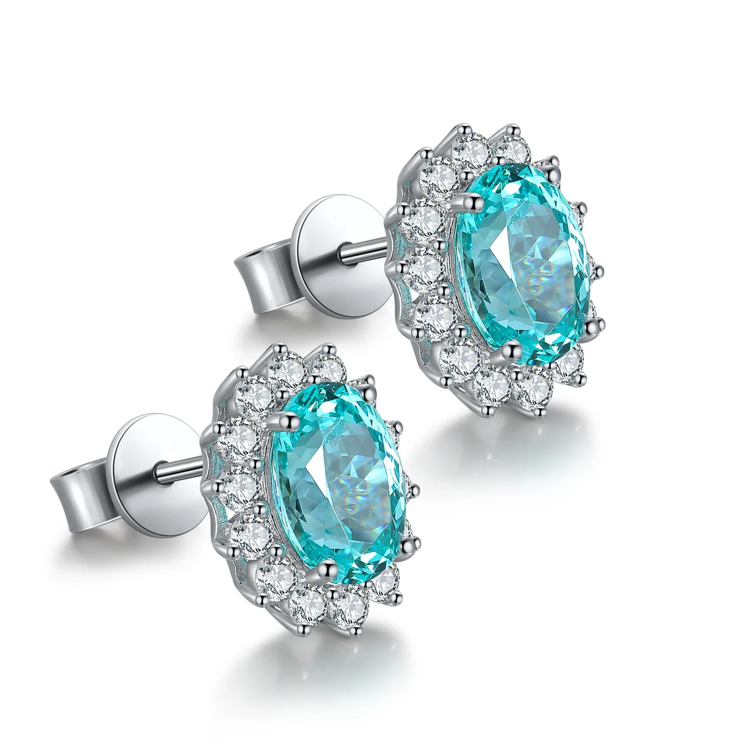 Ruif Beautiful Fashion Lab Grown 4.21ct Lab Grown Paraiba Earrings for Women for Party Anniversary Appointment Jewelry