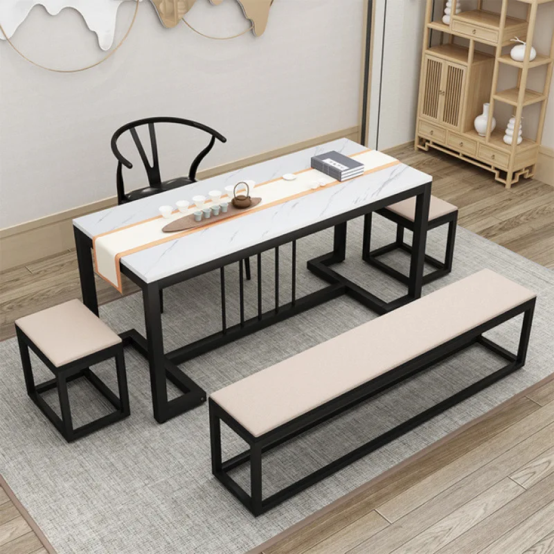 Tea table and chair combination New Chinese style tea balcony Household Kung Fu Zen  table Imitation marble tea table Modern
