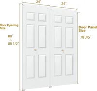 Bifold Closet Doors 48x80, 6-Panel Hollow Core Folding Door with Hardware, White Primed 2