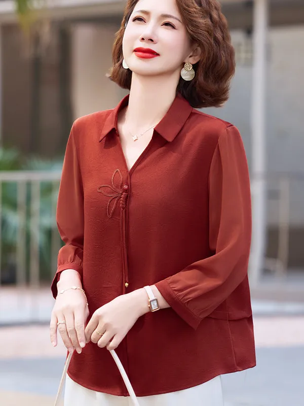 

Fashionable Summer Shirt Chiffon Top Chinese Style Wedding Banquet Dress Xishi Mom Mid-aged And Elderly Women's Clothing
