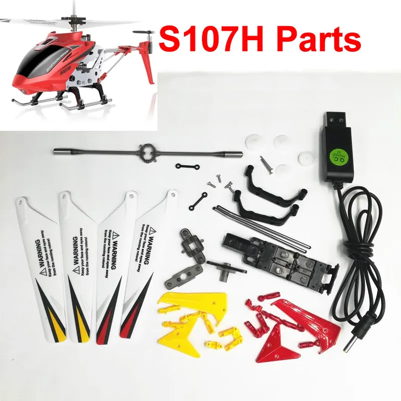 Original Syma S107H RC Helicopter Parts Main Blades USB Charger Balance Bar Tail Decoration Landing Gear Main Shaft Head