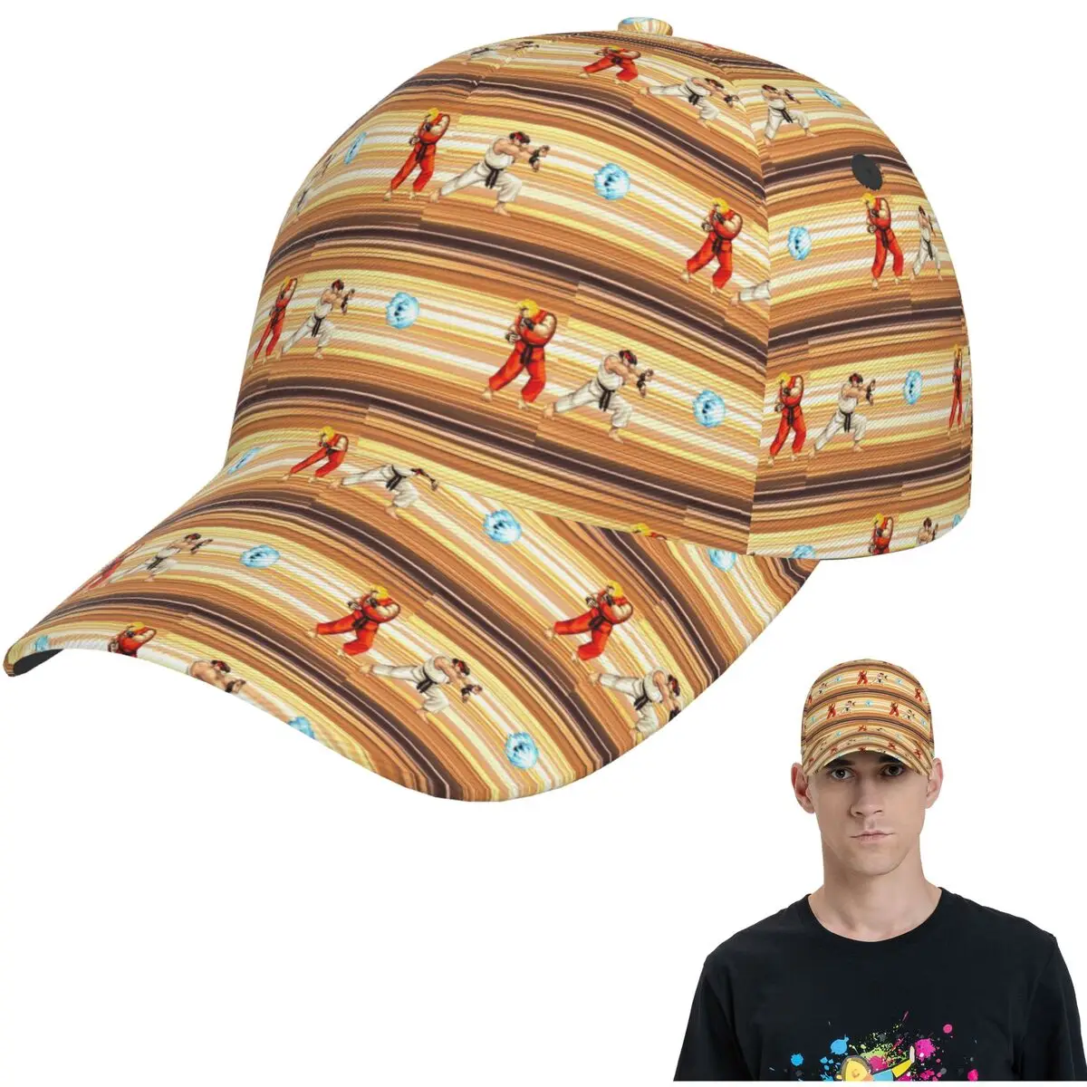 

Defeated Portraits Super Street Fighter Mesh Baseball Caps Snapback Fashion Baseball Hats Casquette For Men's And Women's