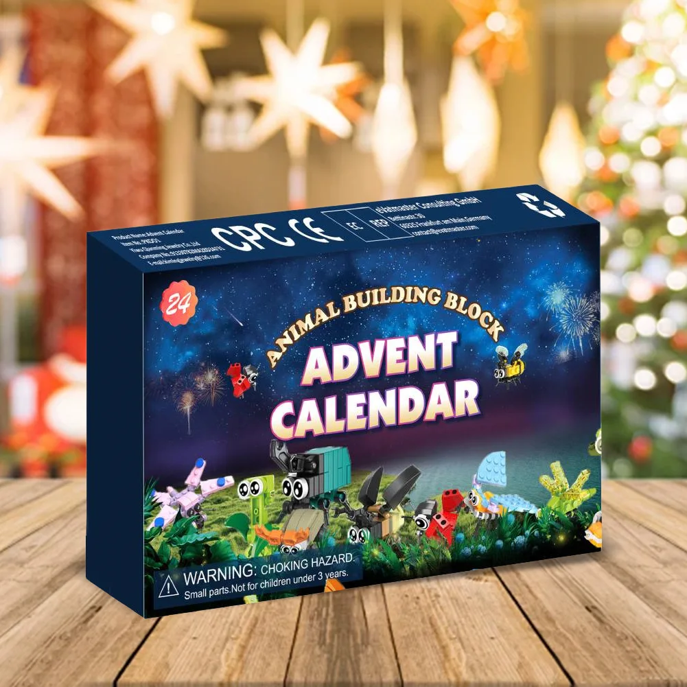 Animal Building Blocks Advent Calendar 2024 with 24 Pack Building Block Toys Christmas Advent Calendar Gifts for Kids Children