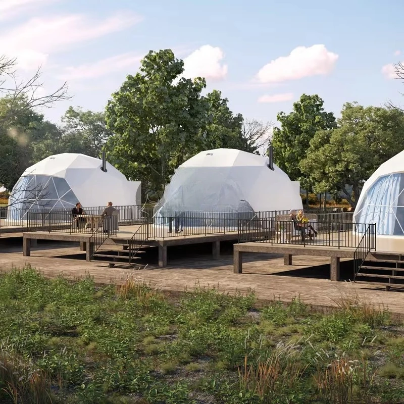 Hot weather desert project with platform igloo luxury dome tent for hotel resorts