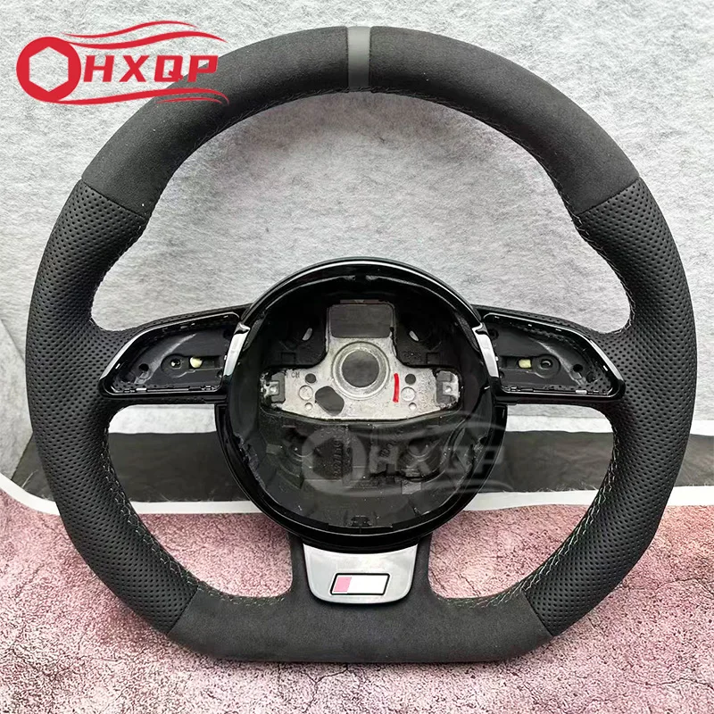 Flat-bottomed steering wheel suitable for Audi A3 8V, A4 B8, A5, A6, A7, Q3, Q5, Q7, suitable for semi-perforated leather