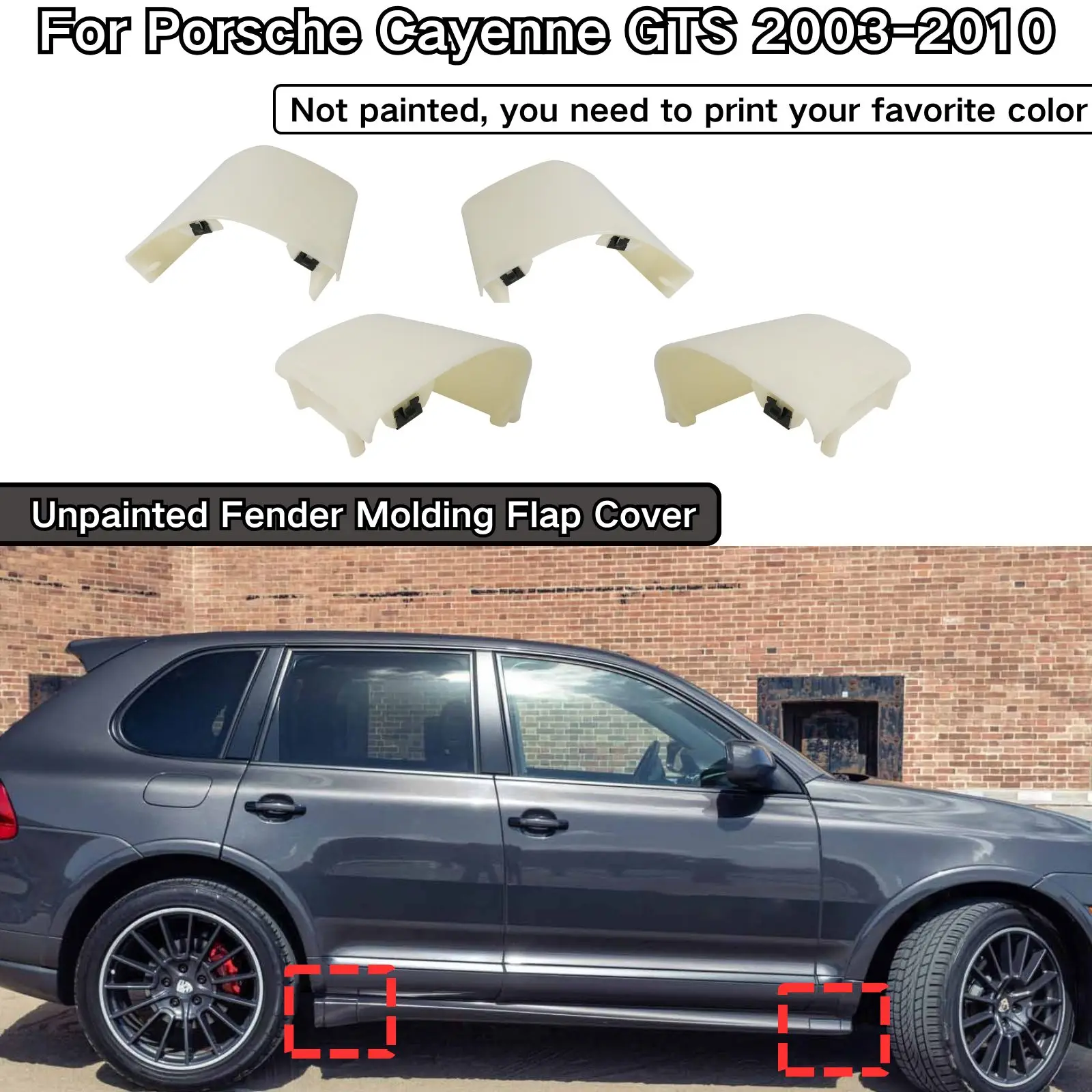 

For Porsche Cayenne GTS 2003 2004 2005-2010 Unpainted Fender Molding Flap Cover Car Accessories Body Kit 95555982700 95555982801