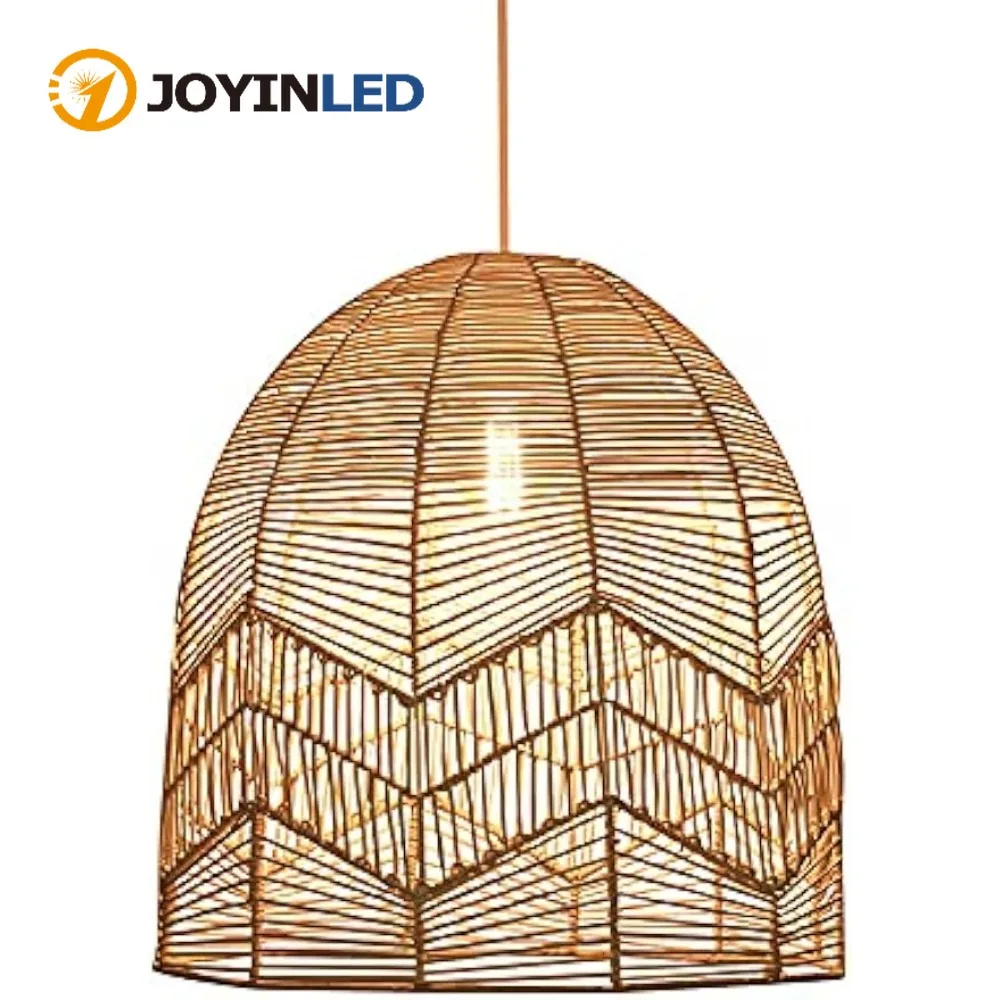 

35cm Modern Weave Wicker Hanging Lamp Dome Pendant Light Natural Hemp E27 Rattan Chandelier Lamp Fixture for Hallway Dining Room