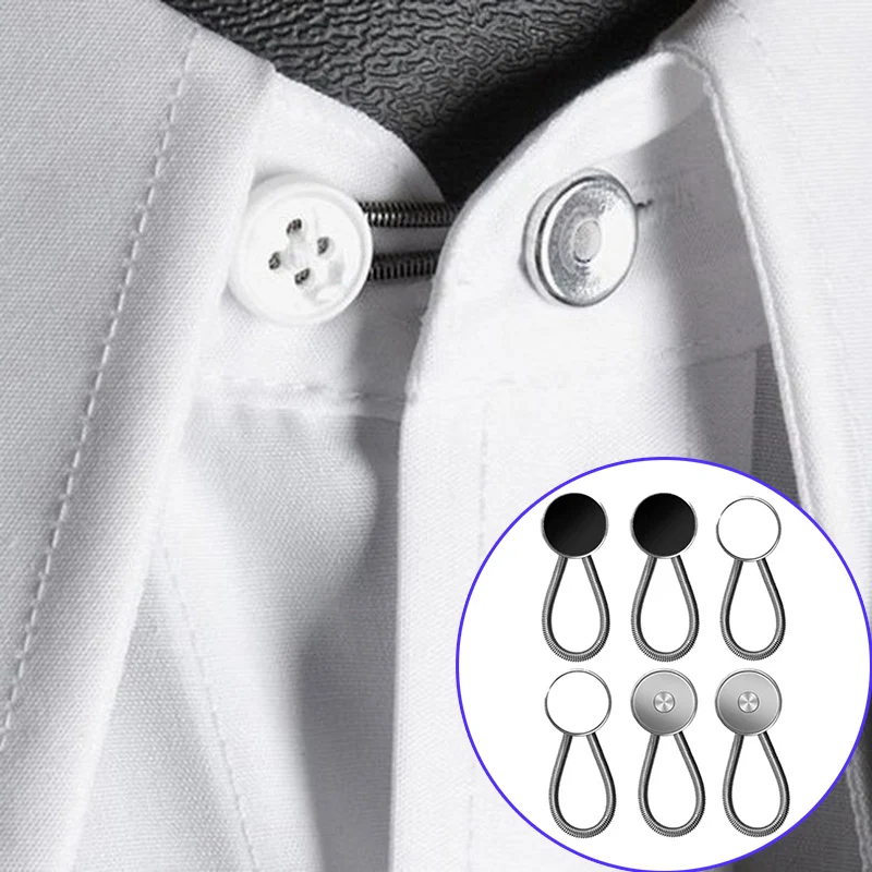 20Pcs Retractable Buckles Metal Buttons Collar Jeans Waist Extender Adjustable Disassembly Free Sewing Buttons for Clothing Pant