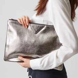 Vrouwen Dag Clutch Bags Luxe Designer Dame Handtassen 2024 nieuwe vrouwelijke envelop tassen pu leer A4 aktetas bolsa portemonnee zilver