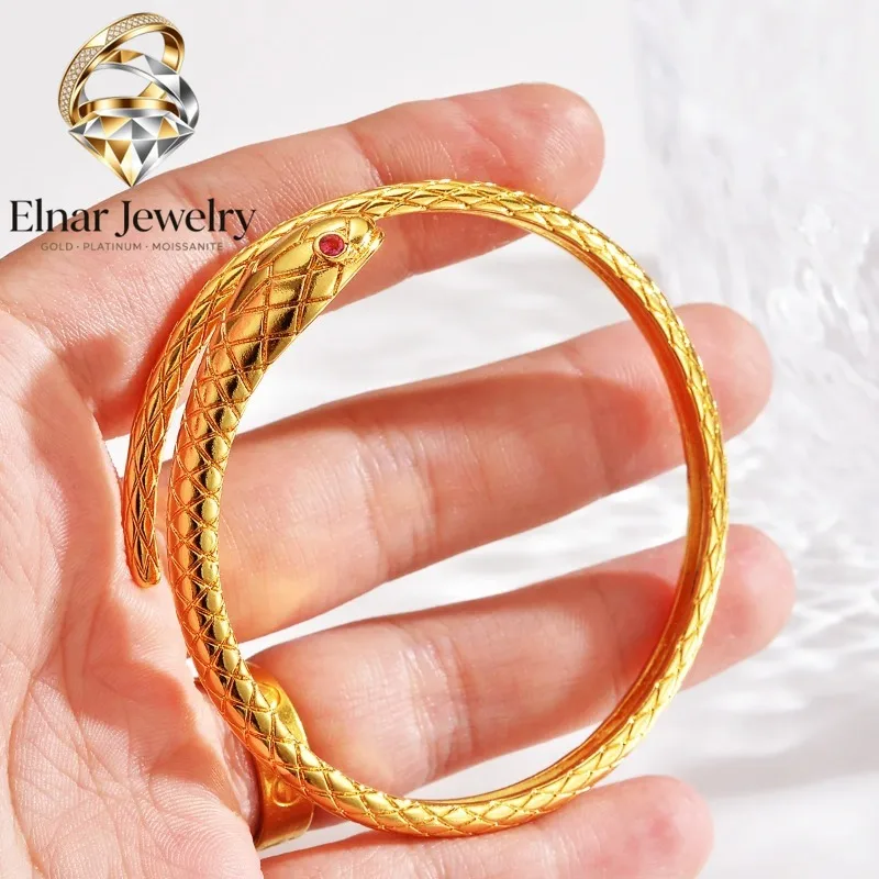 Elnar Jewelry Luxury 24K 9999 Pure Gold real gold Women's Snake Bracelet
