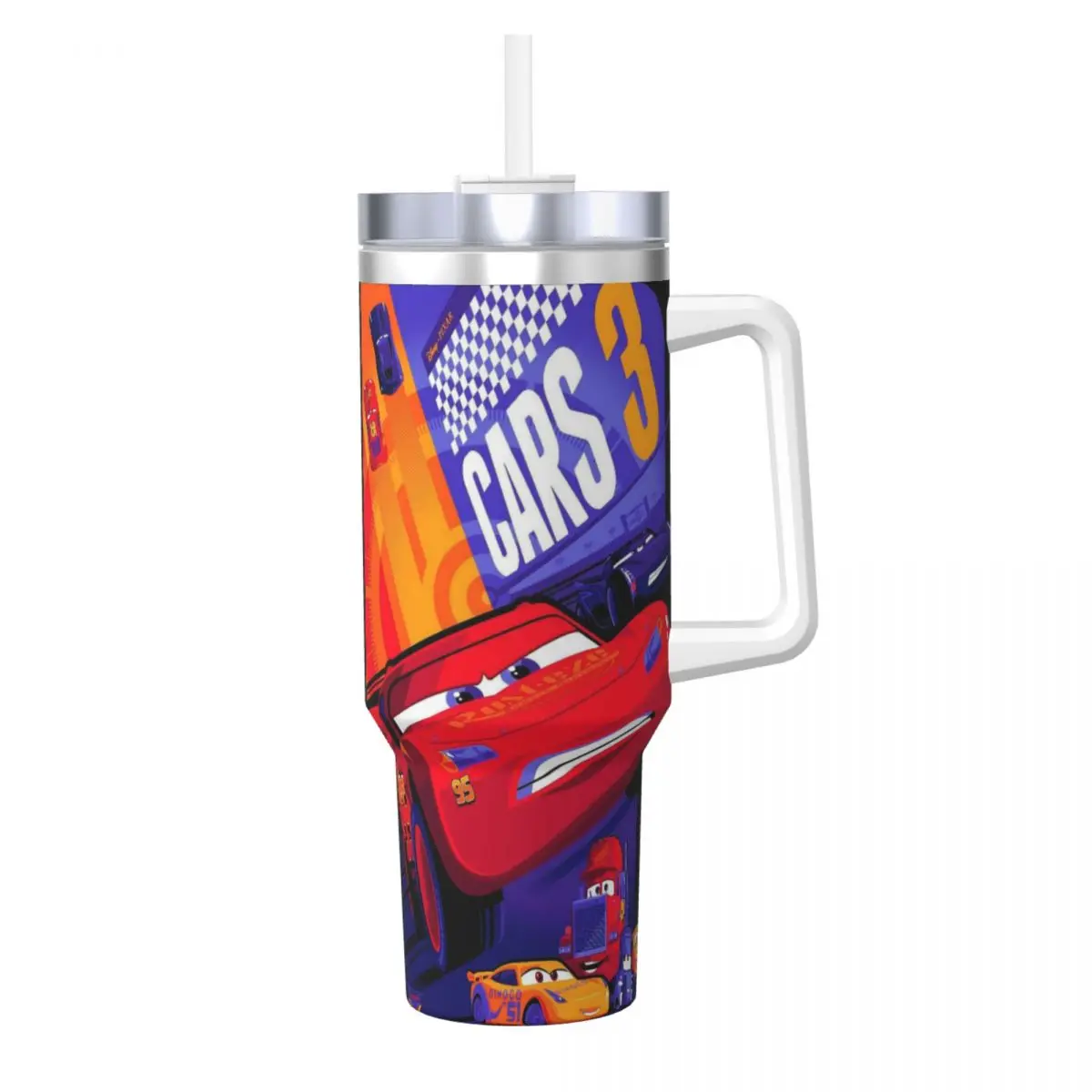 

Стакан Cars Lightning McQueen из нержавеющей стали, термочашки для кемпинга с соломинкой и крышкой, кружки на 40 унций, чашка для холодных напитков, бутылка для воды