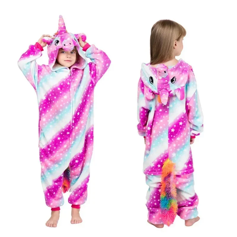 Crianças pijamas de inverno crianças panda pijamas unicórnio kigurumi onesies para meninos meninas cobertor sleeper anime cosplay bebê salto mn8