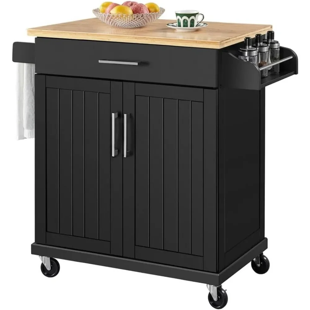 

Kitchen Island on Wheels with Storage Cabinet, Rolling Kitchen Cart with Drawer，Microwave Stand Cart for Kitchen/Dining Room