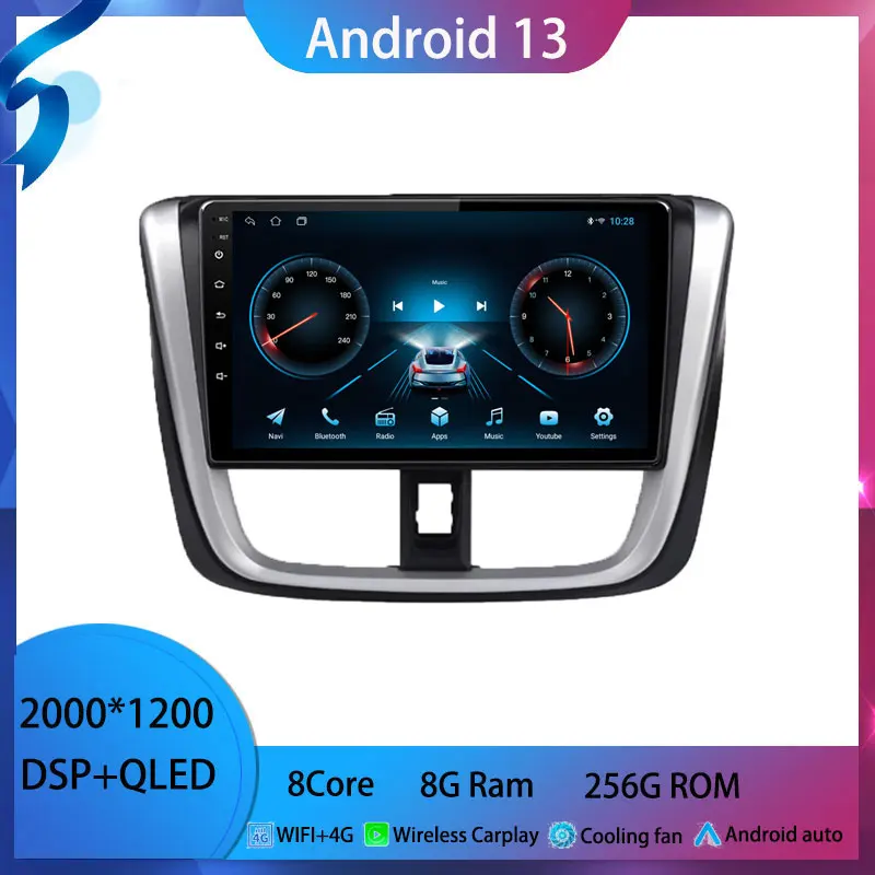 

For Toyota Vios Yaris L 2016 - 2019 android 13 Car Radio Multimedia Video Player Android auto wireless adapter