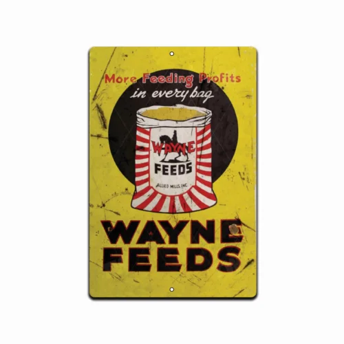 TIN SIGN Wayne Feeds Livestock Farm Barn Cottage Cabin Store Aluminum Decor tin sign