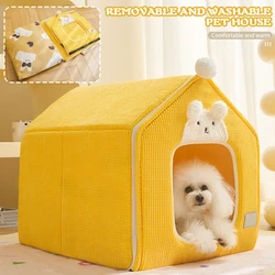 Washable Soft Pet Cat Dog House Bed Anti-Slip Comfortable Pet Bed For Puppy Cat Home Using