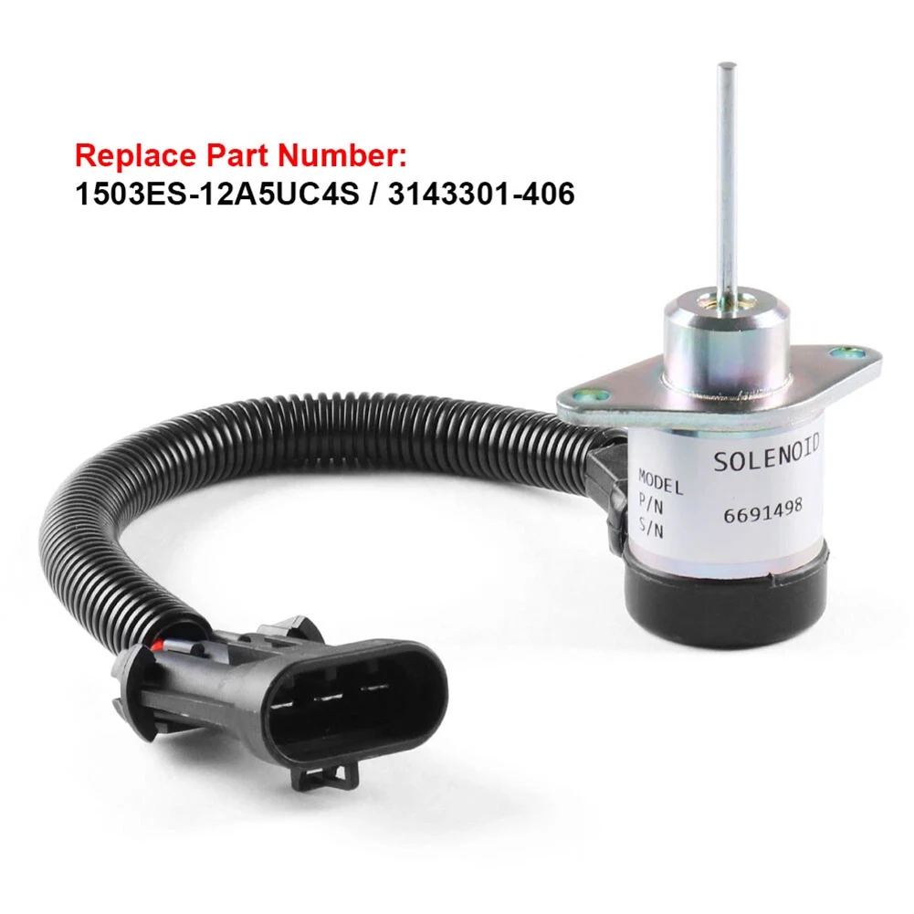

Fuel Shut Off Solenoid Valve Compatible with Loaders S130 S150 S160 and Excavators E32 E35 E42 6691498 12VDC Metal Part