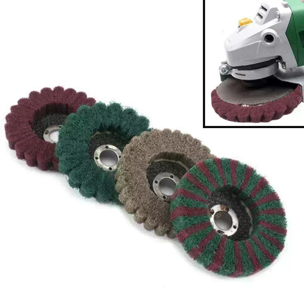 1 Pc 4inch Polishing Pad Scouring Pad Buffing Wheel 100*16mm Nylon Fiber Flap Cleaning Wheel Grinding Disc For Polisher Parts