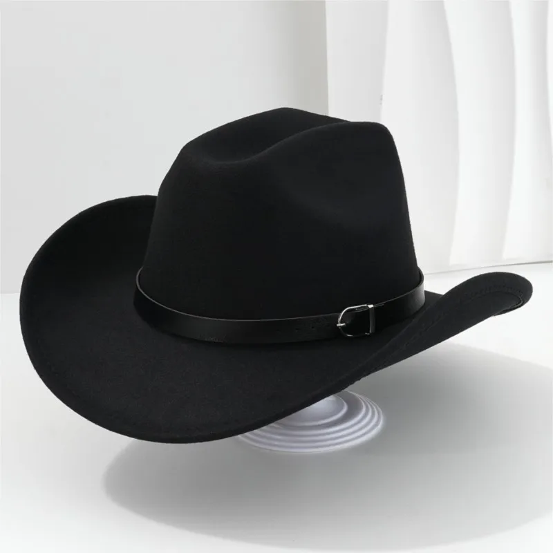Men's and women's fashionable top hats with unique distinctive button-up leather belt straps are suitable for theme activities