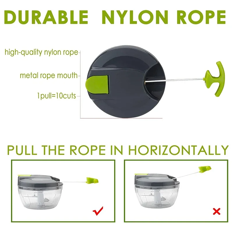 520 مللي/900 مللي منتج أغذية يدوي أداة تقطيع الخضروات المحمولة اليد سحب سلسلة الثوم المفرمة البصل القاطع لخضار الفواكه