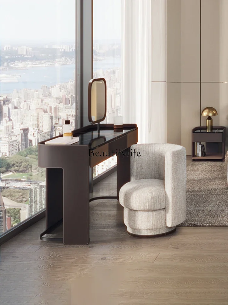 

01Italian minimalist single sofa chair living room light luxury high-end fabric soft bag dressing chair