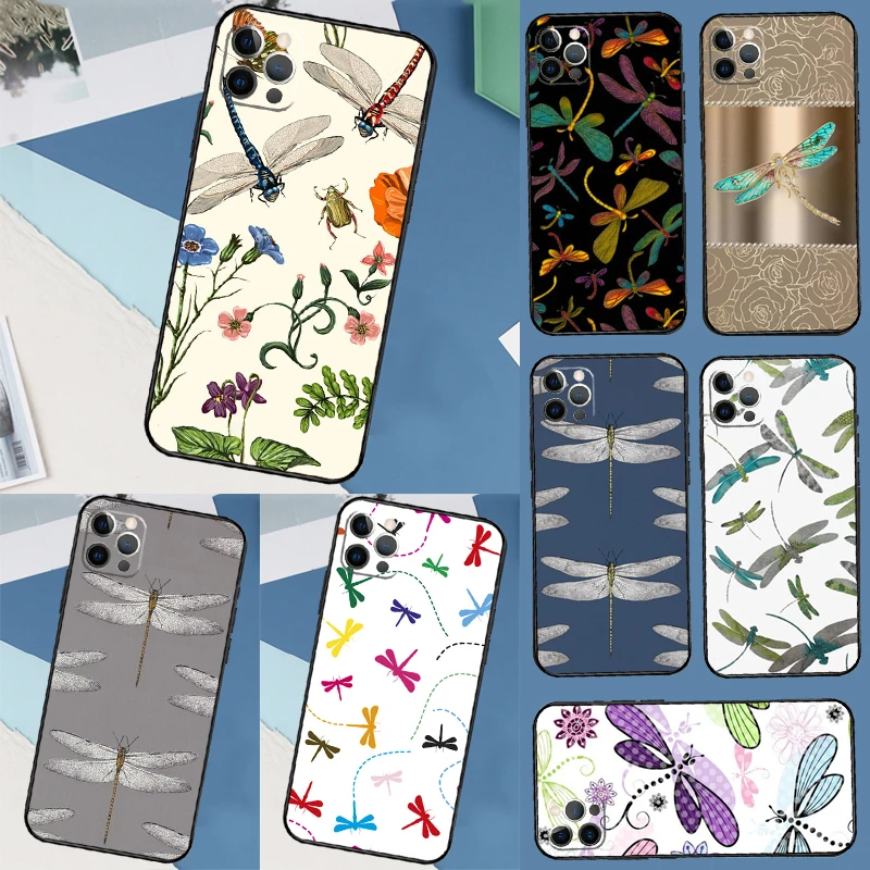 حافظة على شكل اليعسوب الملونة لهاتف آيفون 17 Air 14 16 15 11 12 13 Pro Max 12 mini XR 15 16 Plus 16e غطاء خلفي شل #1